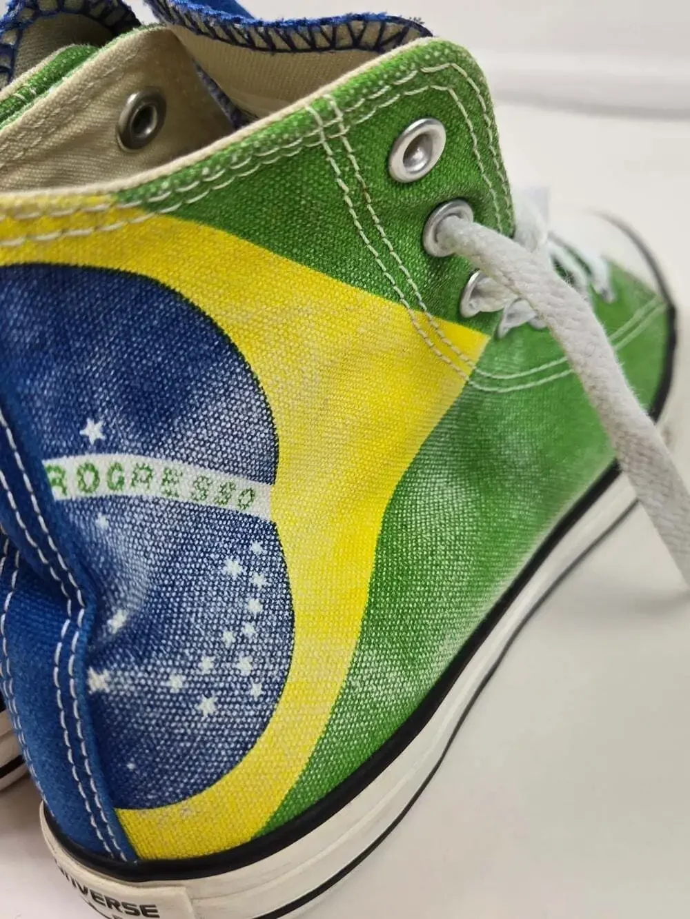 Converse Brazil Flag High Top Sneaker Kids 3/womens 5 Green Blue World Cup Shoes